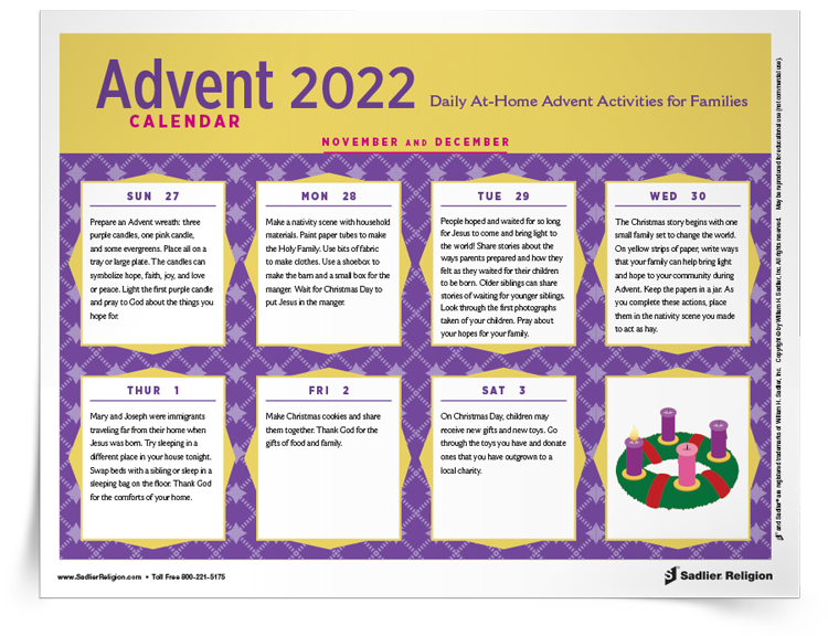 Advent Calendar Download Sadlier Religion